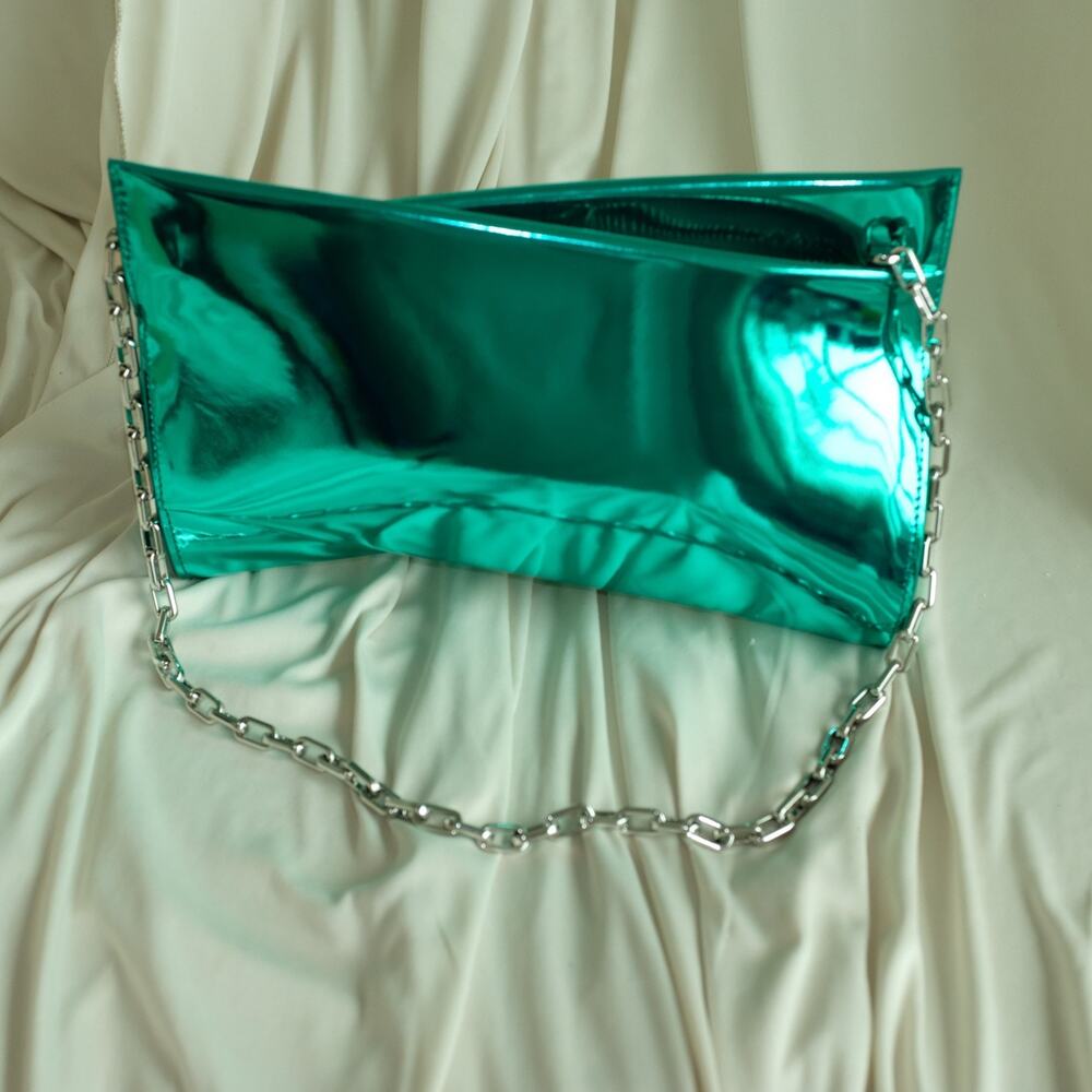 Christian Louboutin Loubitwist Iceberg Specchio Bag - Green Metallic, NWT - Picture 3 of 11
